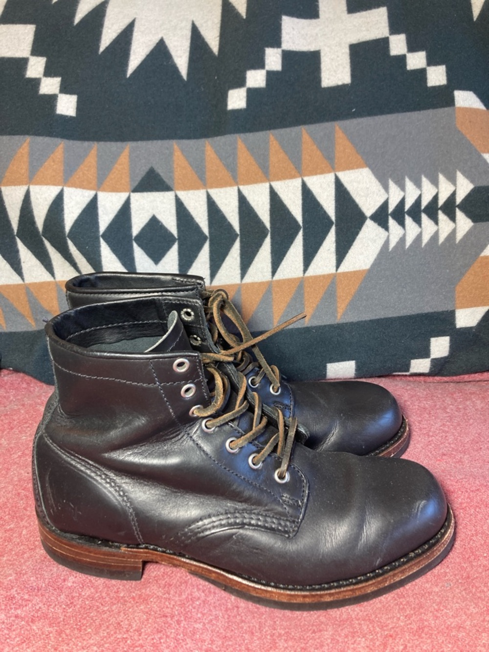 FRYE John Addison Lace Up Leather Boots - Made in USA